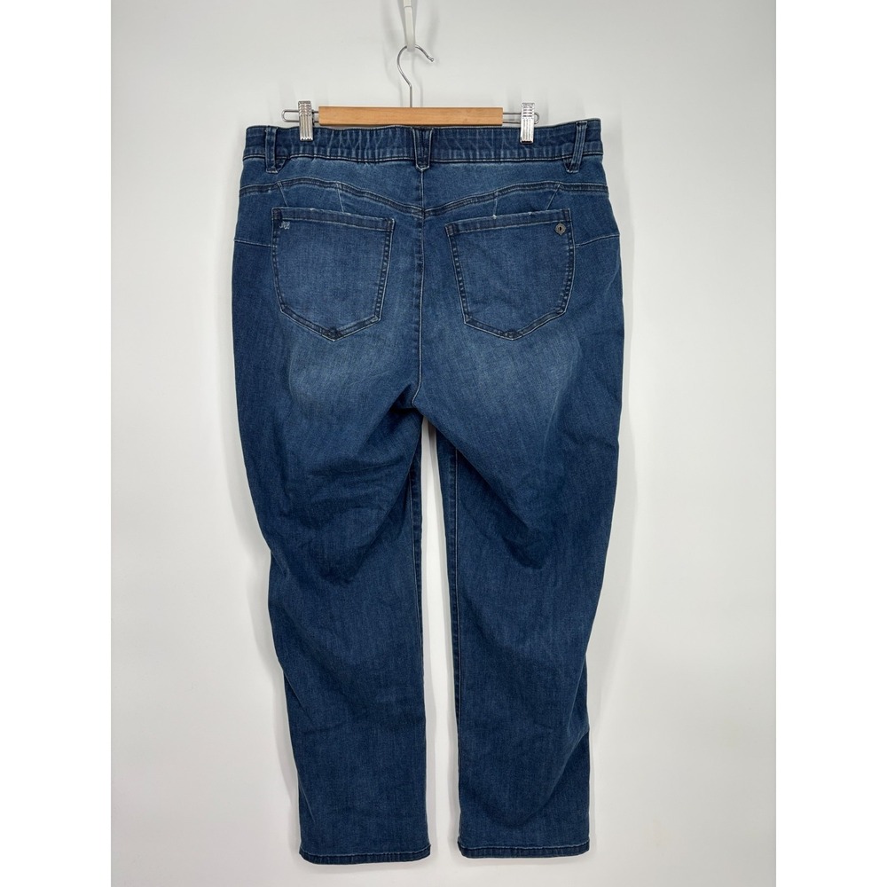 Democracy Jeans Womens Plus 18W Blue Straight Ab Solution Distressed High Rise - Picture 2 of 9